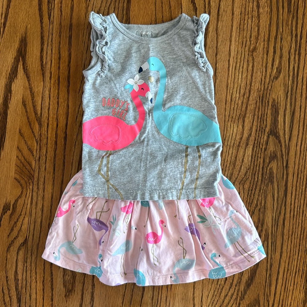 2T Carter's flamingo skort outfit